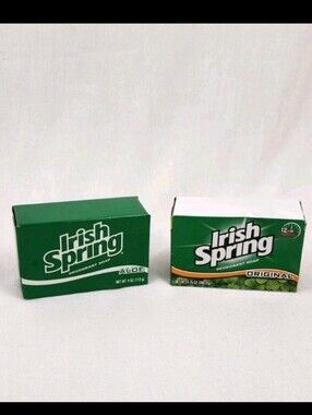 Discontinued Formula Lot of 2 Irish Spring ALOE Soap 4oz & Original Scent 3.75oz